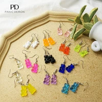 new all match original minimalism pendant earrings jelly multicolor bear drop earrings women fashion minimalist earrings 2020