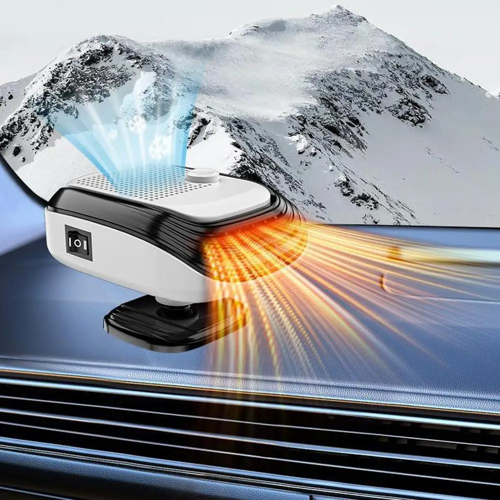 120W Car Heater Fan 12/24V 360° Rotation Auto Windshield Defroster Defogging Demister 2IN1 Electric Cooling Heating Accessory