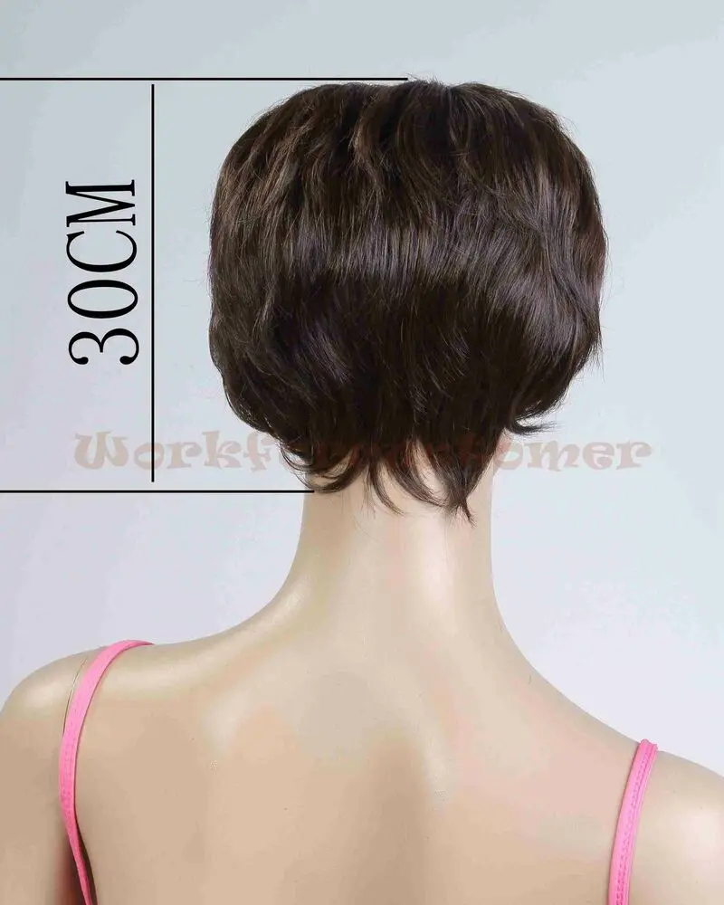 Женские темно-коричневые короткие парики с стрижкой пикси прямые волосы для