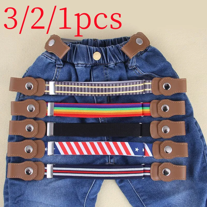 

Ремень для мальчиков и девочек, Модный Детский Эластичный брезентовый регулируемый пояс в полоску, с пряжкой, для джинсов и штанов