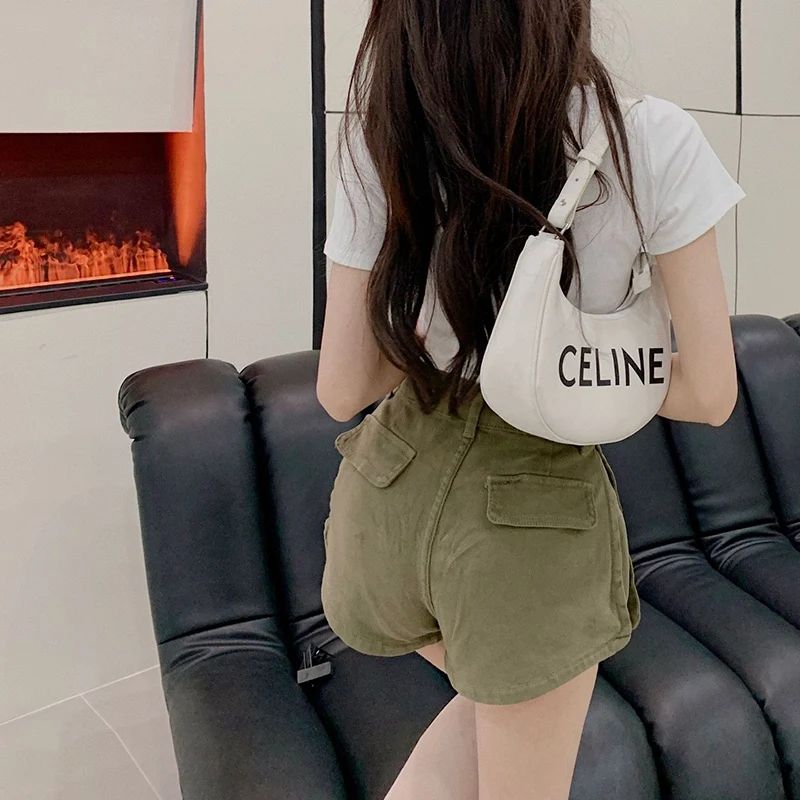 Double Pockets Skinny Shorts Solid Color Casual Shorts Women Summer 2023 New Fashion Lady Elastic Waist Beach Black Short Pants