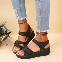 sandals women 2022 peep toe wedge summer shoes outdoor beach platform sandals hook loop casual fashion heels women