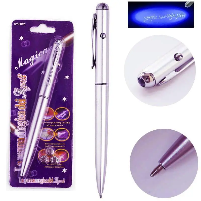 

Multi-Purpose Invisible Rotary Ball-Point Pen With LED Light Counterfeit Detector School Office Supplies 0.7mm Nib Writing Pens