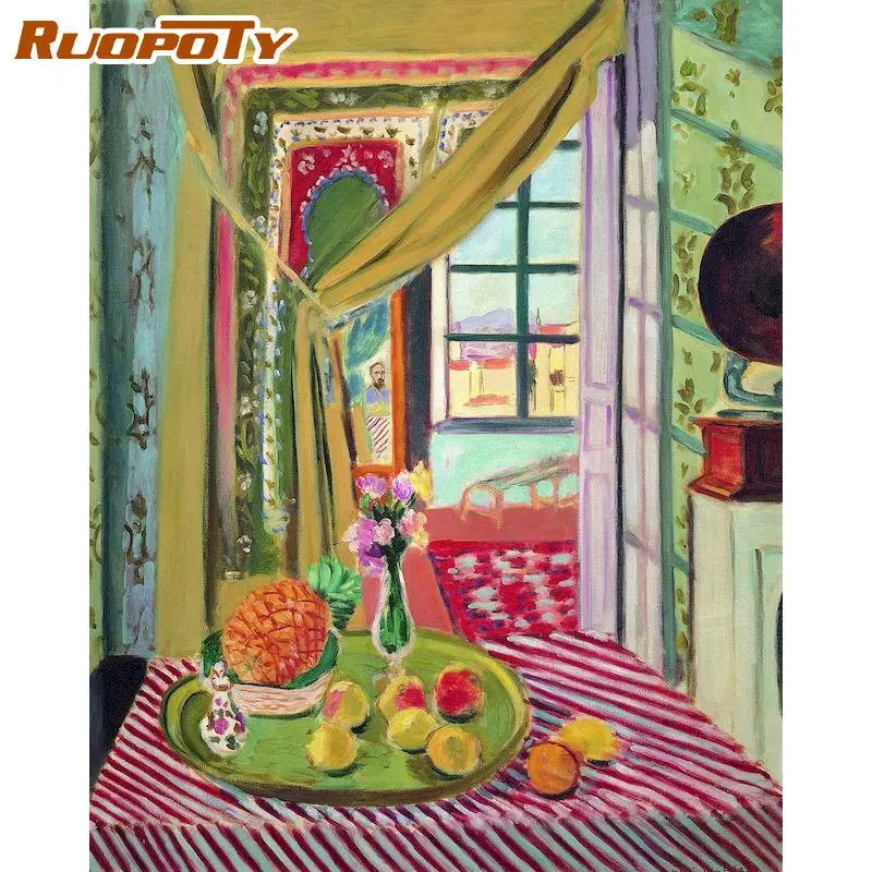 

RUOPOTY Oil Painting By Numbers DIY Kits Handpainted On Canvas Indoor Scenery Picture Drawing Coloring By Number