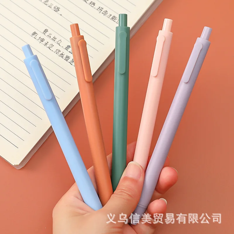 

1 PC Black Ink 0.5mm Fine Point Simple Macaron Colour Manual Gel Pens for Writing Student Stationery School Supplies Journal
