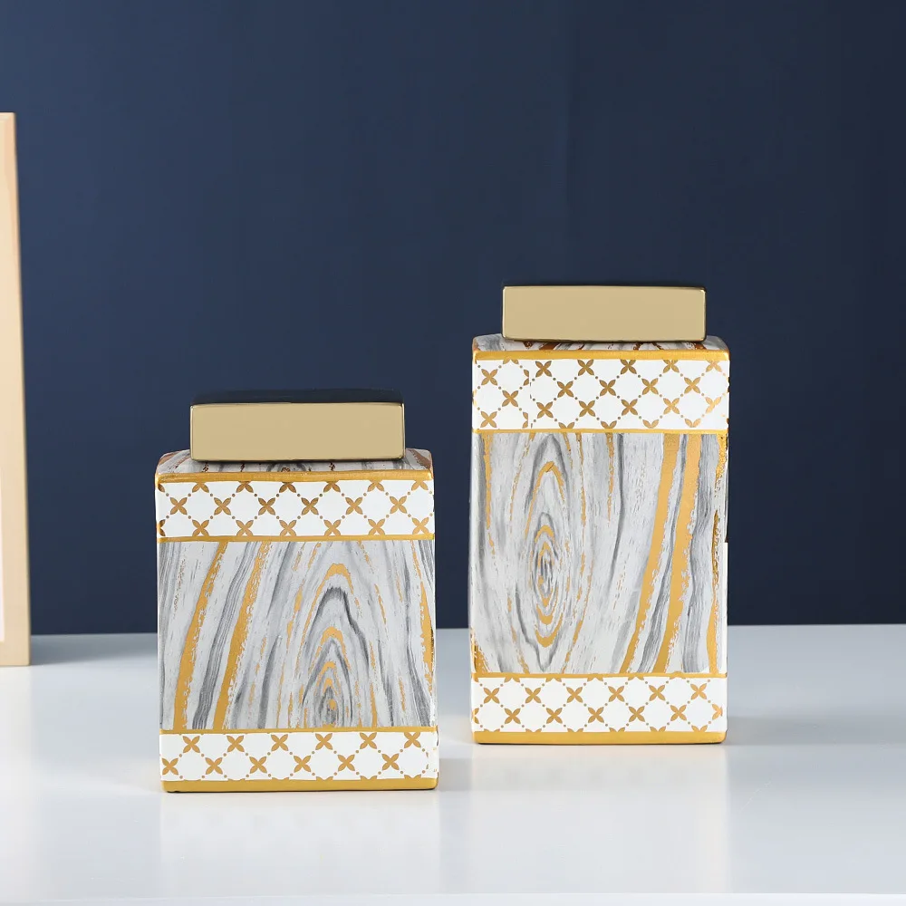

Nordic Ceramic Vase For Living Room Decoration Luxury Gold Square Vase Creative Tabletop Vases Handmade Crafts Modern Decor