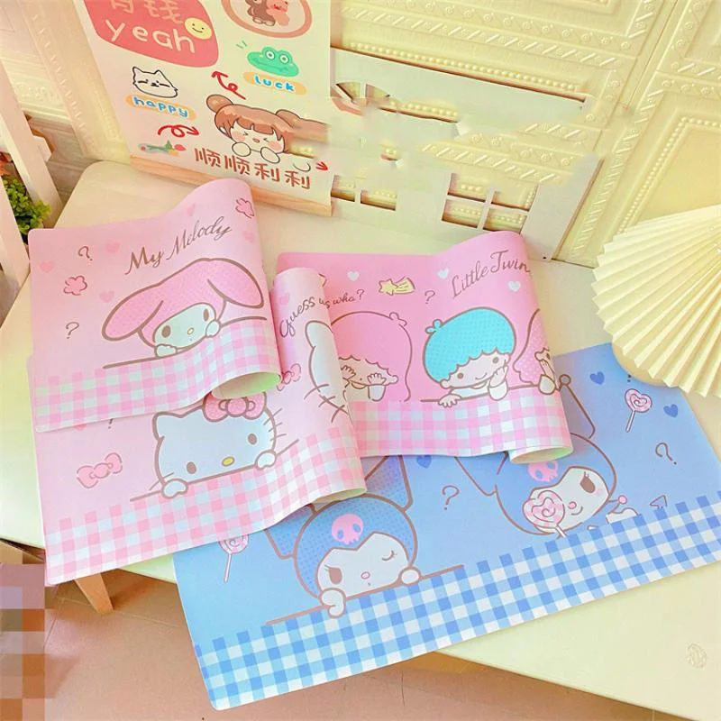 

Коврик для стола Kuromi Sanrio Kawaii аниме Cinnamoroll My Melody милый мультяшный Ktcat Девочка Сердце фон ткань игрушка для девочек