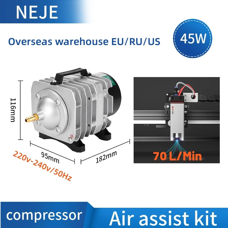 

NEJE 220V-240V 45W Air Compressor for Aquarium Accessories MF15 MF11 Manual Control Air Assist Kit for neje Laser module