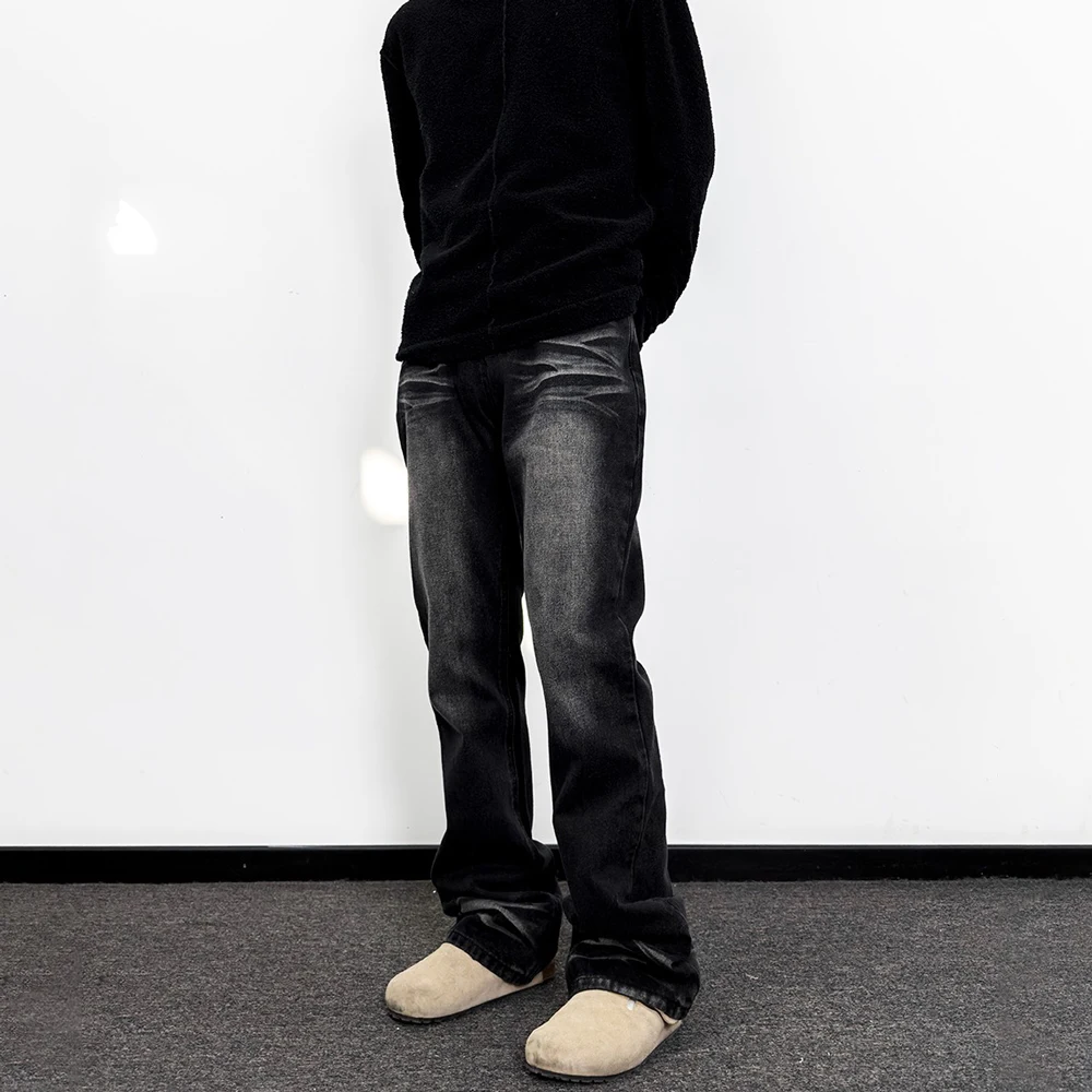 Джинсы мужские с прямыми штанинами винтажные свободные брюки уличная одежда