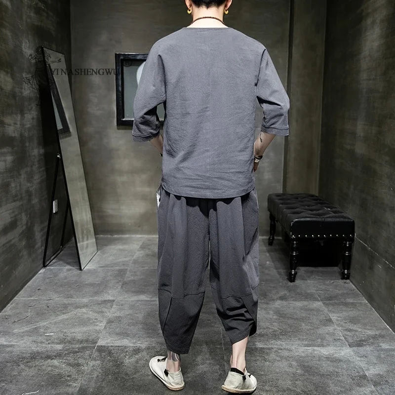 Костюмы в японском стиле кимоно футболка с короткими рукавами брюки из двух