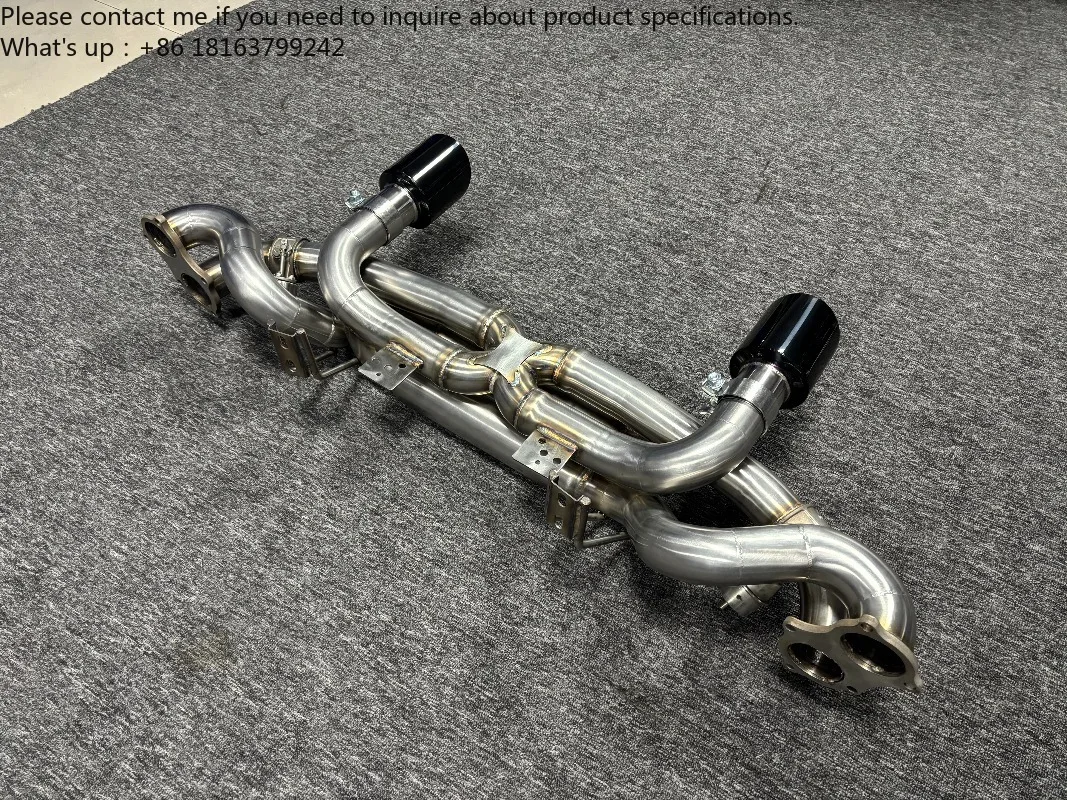 Фото Выхлопная система Hetu Free Flow Axleback из нержавеющей стали с вакуумными клапанами для Porsche 718 GT4 4.0L с дистанционным управлением №4
