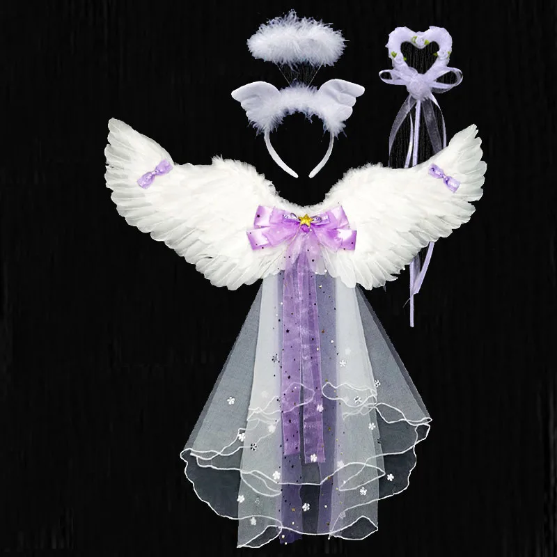 

Feather Angel Wings Fairy Wing Halo Ring Flower Headband Magic Wand Party Costume Fancy Dress Halloween Christmas Decorations