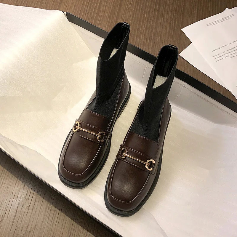 

Женские сапоги до середины икры, женская зимняя обувь с круглым носком, Осень-зима 2023, женские сапоги из низкой кожи на резиновой подошве, на шнуровке