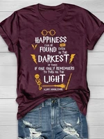 teeteety womens high quality 100 cotton happiness can be found in the darkest printed graphic o neck t shirt