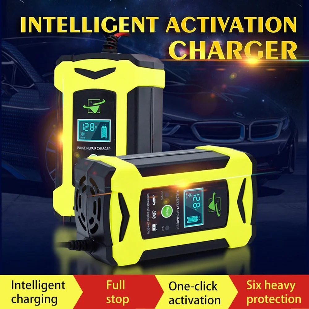 

Car Battery Charger Power Pulse Repair Chargers Full Automatic 12V 6A Wet Dry Lead Acid Battery Chargers Digital LCD Display