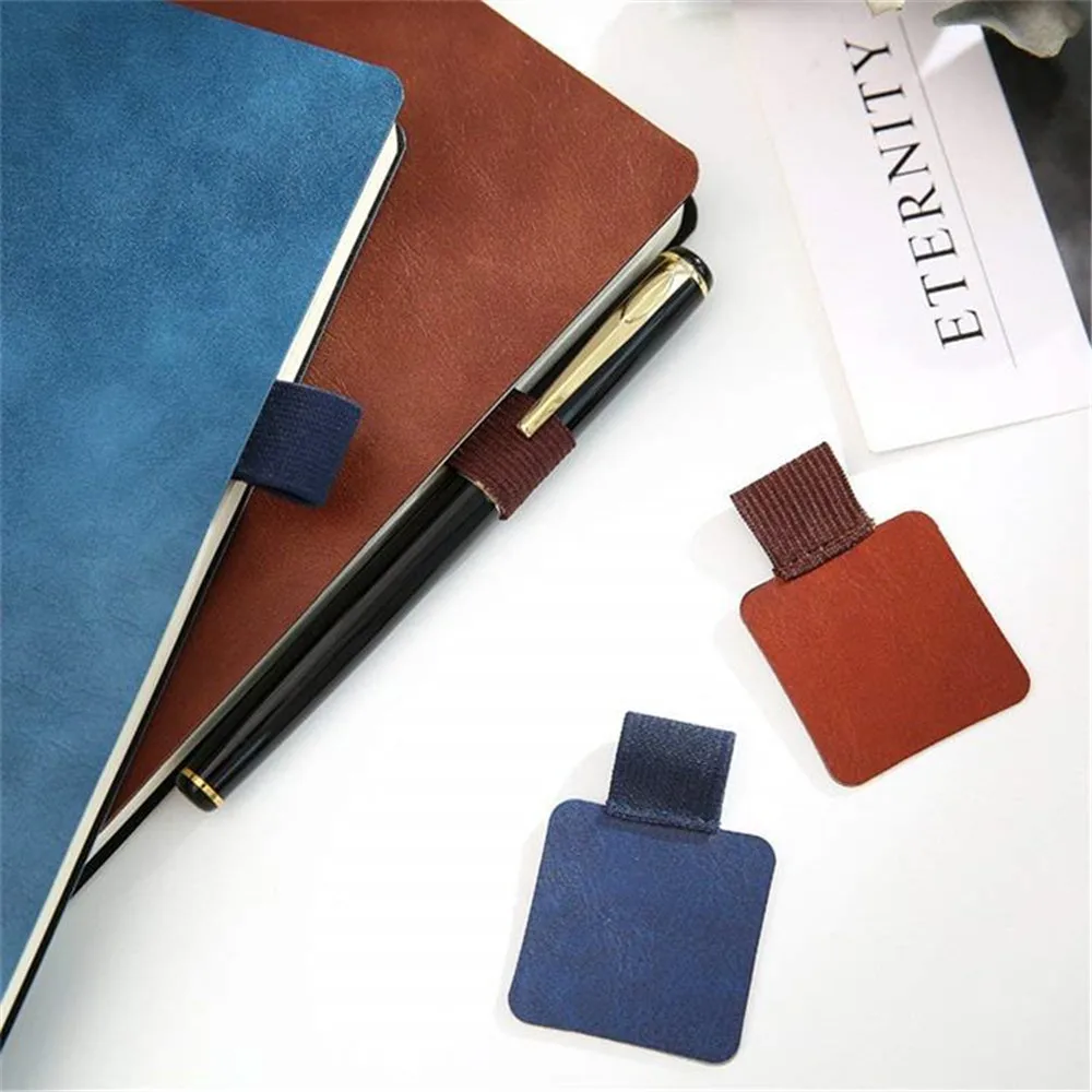 

2pcs PU Leather Pen Holder Pencil Clip Self Adhesive Elastic Loop for Notebooks Clipboards Kawaii Stationery Desk Accessories