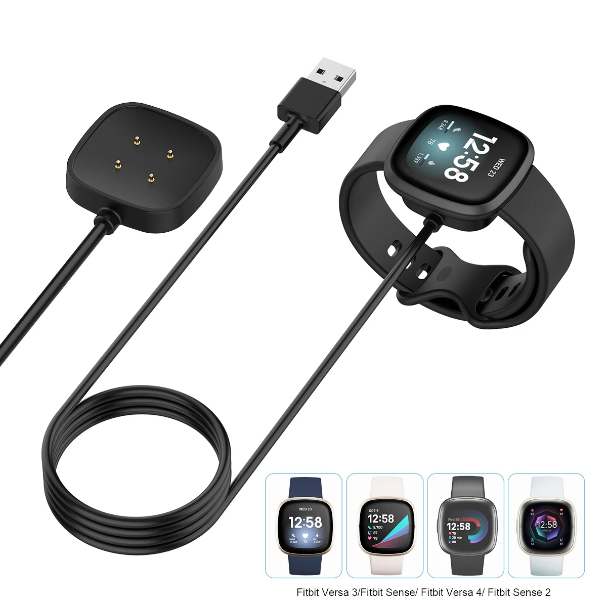 

Charging Dock For Fitbit Versa 3/4 sense 2/4 Smart Watch Charger Cable USB Charging Data Cradle For Fitbit Sense Charger Stand