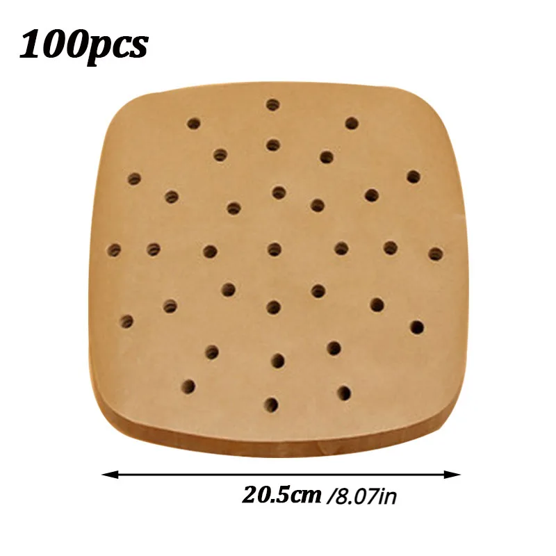 

100 шт. одноразовая бумага для фритюрницы, вкладыши для пароварки, перфорированная пергаментная бумага для выпечки, антипригарный коврик для приготовления на пару, маслопоглощающая бумага