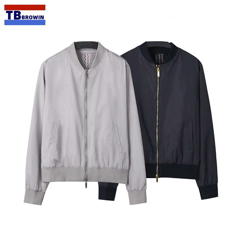 TB BROWIN Thom Men Sports Coats Autumn Streetwear Long Sleeved Zipper Jackets for Men Breathable Outdoor Stripe Casual Coat