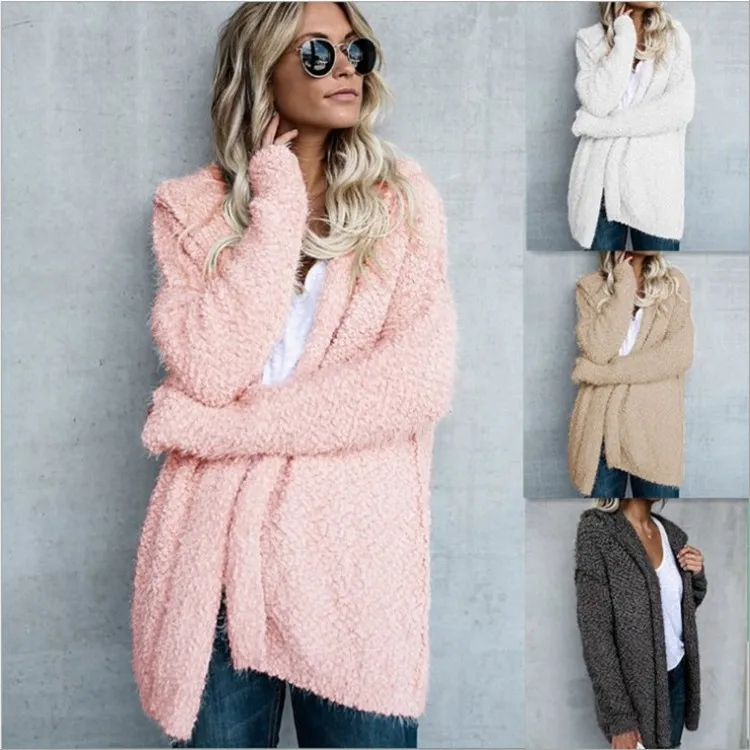 

women's autumn and winter new hooded cardigan top coat