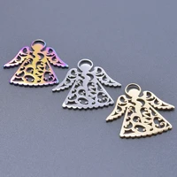 mix hollow angel wing pendants stainless steel charms for jewelry making supplies cute material breloque pour fabrication bijoux