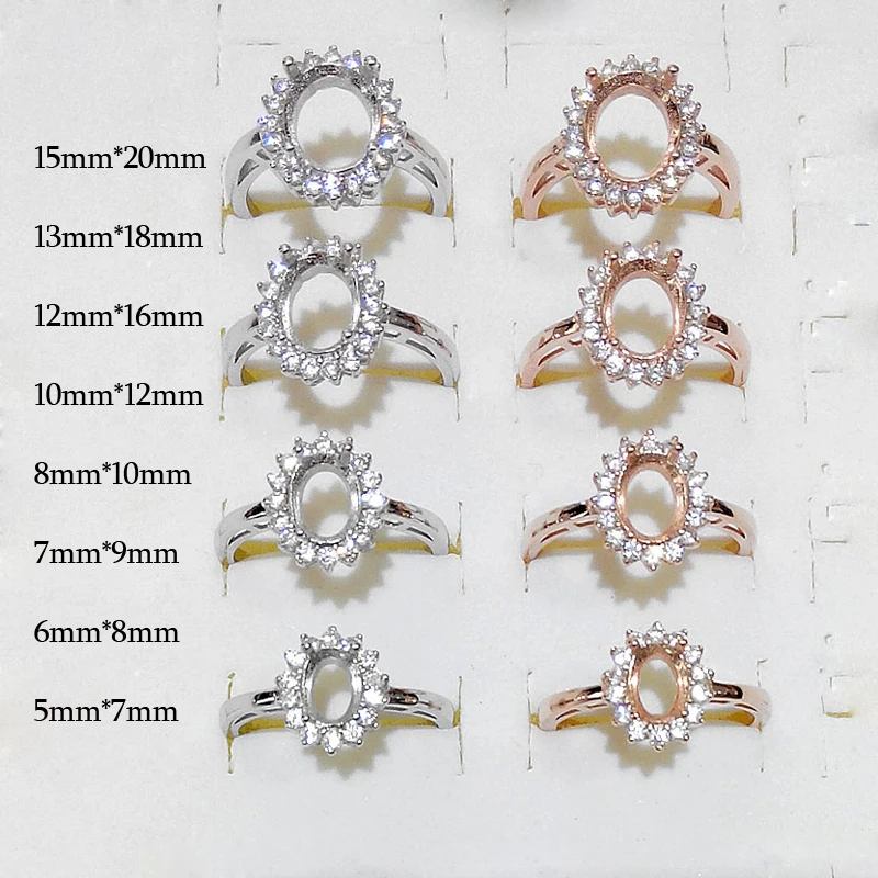 

MeiBaPJ Fashion Ellipse Sun Flower Ring Empty Holders for Women Real 925 Sterling Silver Fine Charm Jewelry