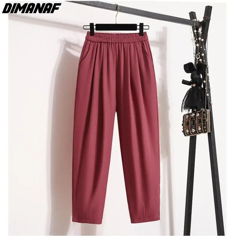 Женские свободные шаровары Dimanaf длинные винтажные брюки из искусственного