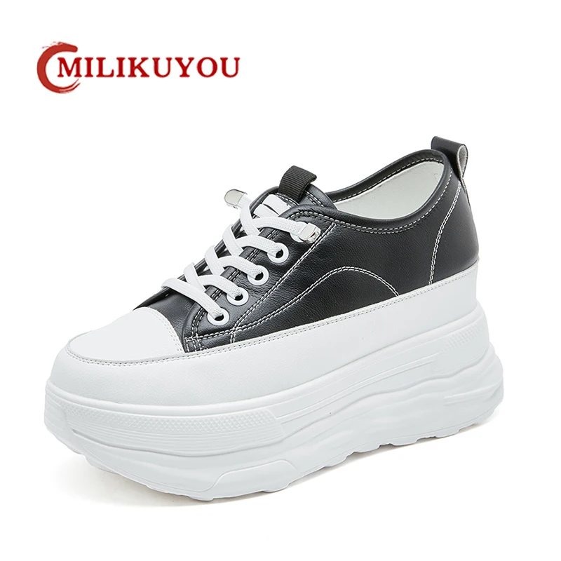 

Кроссовки женские из натуральной кожи на танкетке, 8,0 см