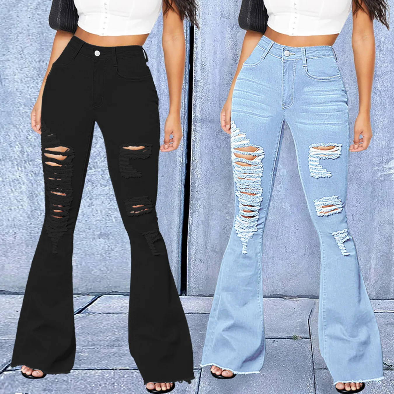 

Jeans for Women Fashion Holes Bootcut Pants High Waist Jeans for Women
