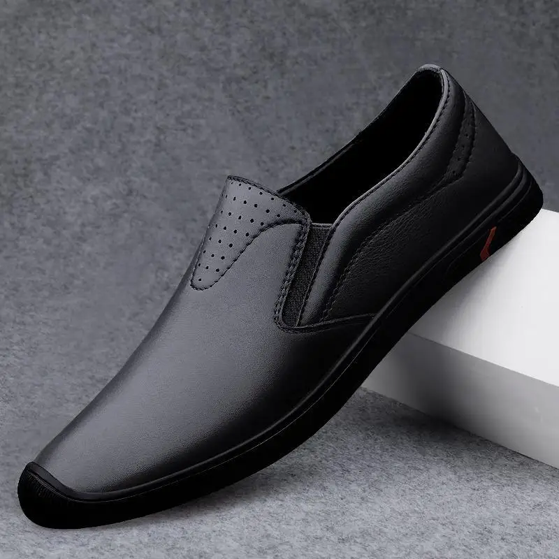 

Men's Beanie Shoes Summer Breathable One Pedal Soft Bottom Driving Shoes Men's Genuine Leather Shoes Men's Casual Leather Shoes