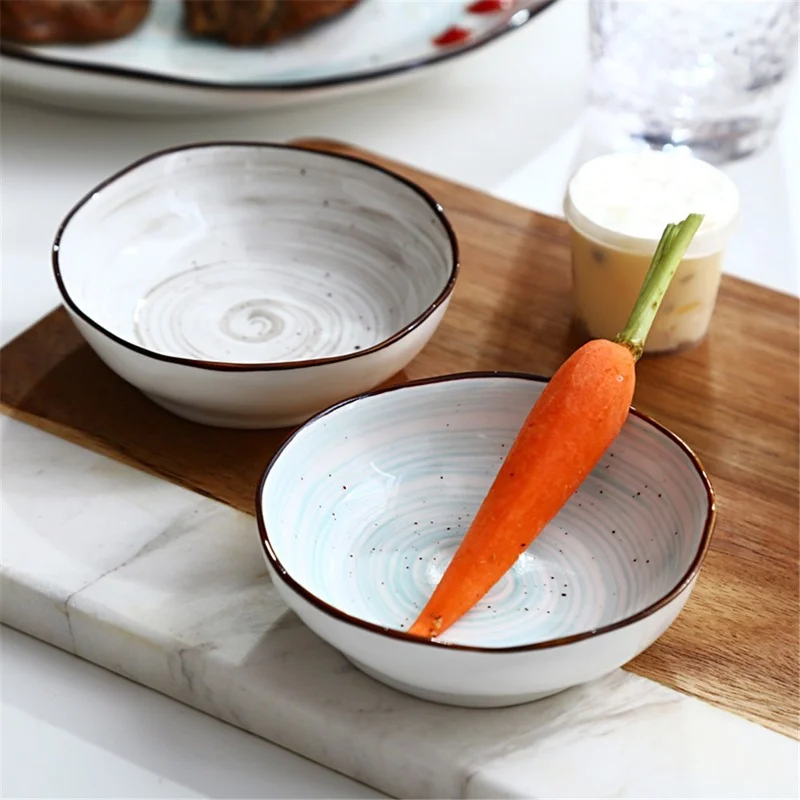Chic Soy Sauce Dish Japanese Ceramic Round Small Dish Vinegar Jam Ketchup Bowl Kitchen Saucers Appetizer Plate Decoration Gift