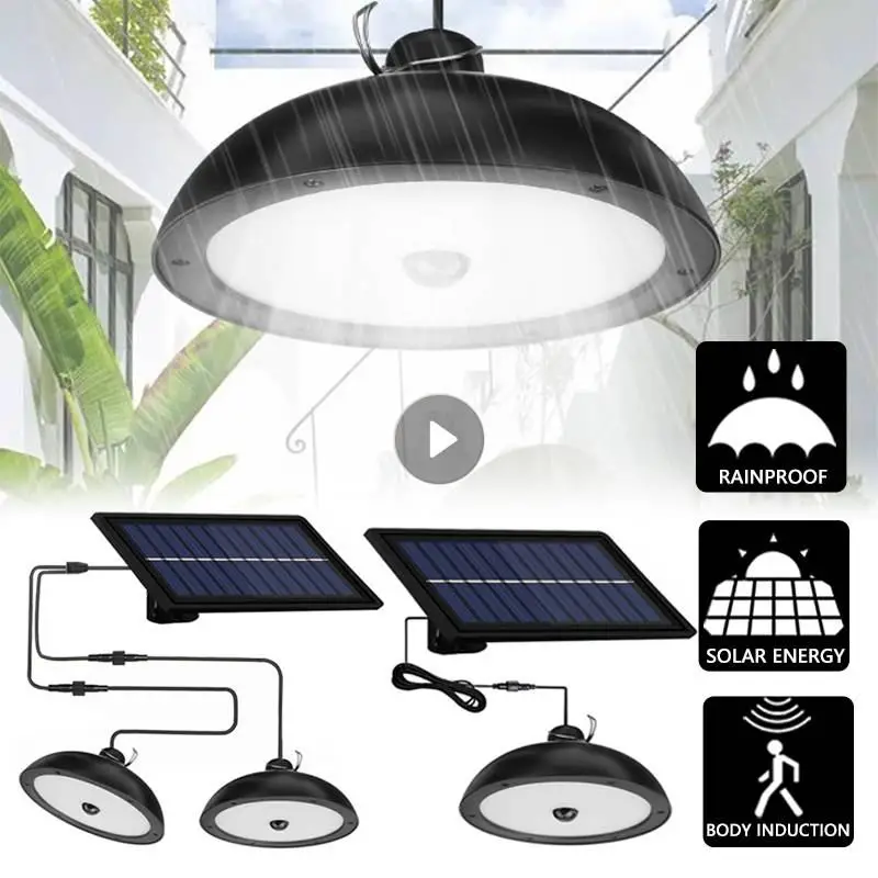 

Светодиодный подвесной светильник на солнечной батарее, настенная лампа с двойной головкой и разрезом, с дистанционным управлением, водонепроницаемый садовый светильник для двора, IP65