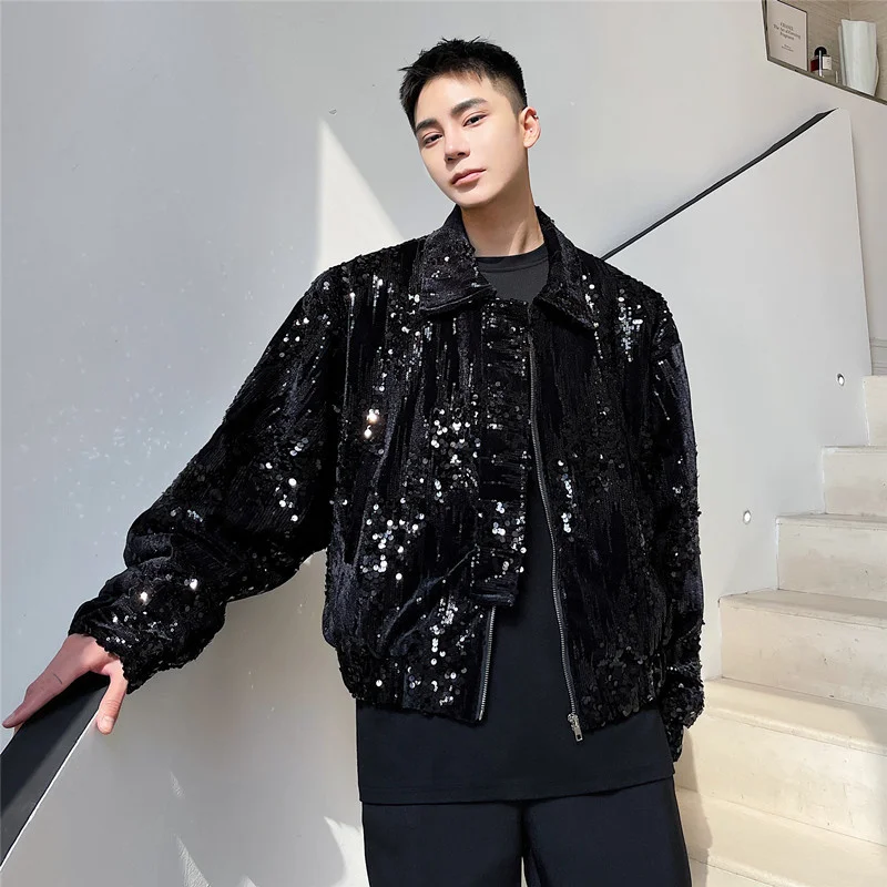 

Spring High-Class Fried Jacket Men'S Street Sequin South Korea Short Style Handsome Ruffian Small Crowd Foreign Dark Fashionable