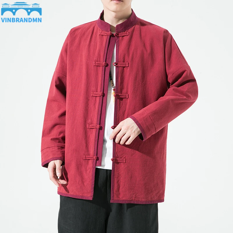 

Традиционная китайская одежда, мужская куртка на пуговицах в стиле ретро, костюм Тан ханьфу, новая молодежная модная Новогодняя Праздничная куртка в китайском стиле