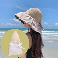 black glue visor hat spring and summer womens all match sun hat outside anti ultraviolet sunscreen bucket hat beach straw hat