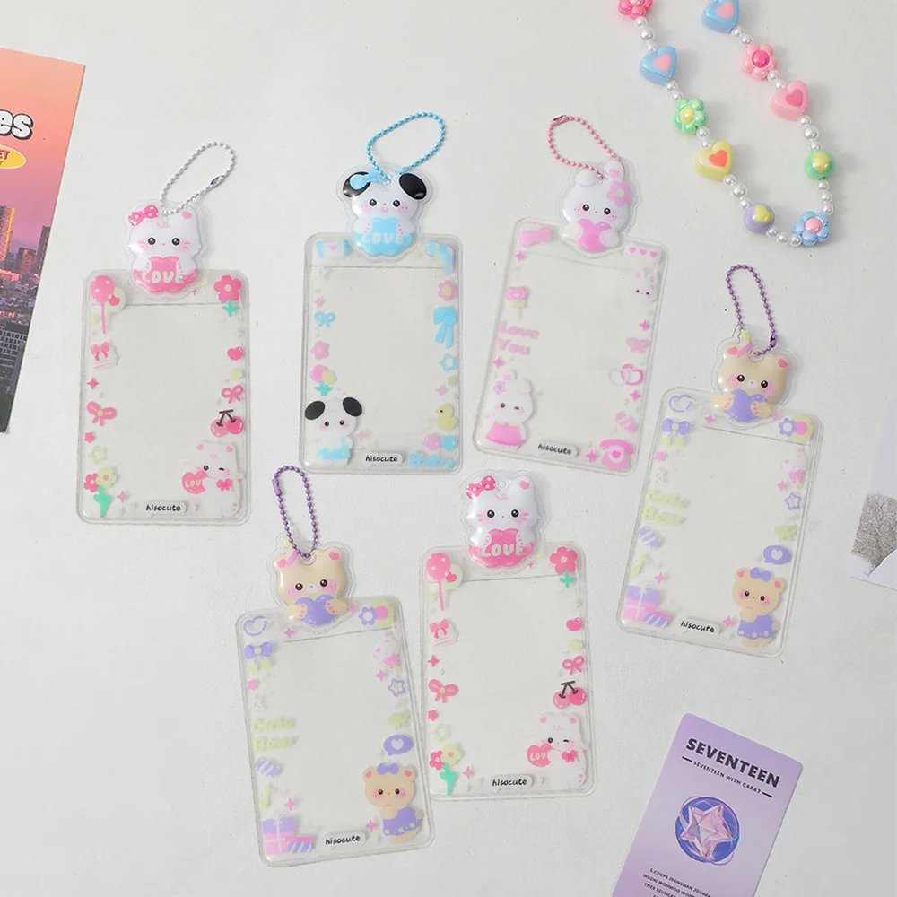 

3-inch Idol Photo Sleeves Transparent Photocards Protector Cartoon Keychain Photo Frame Cute Goo Card Holder INS Photo Pocket