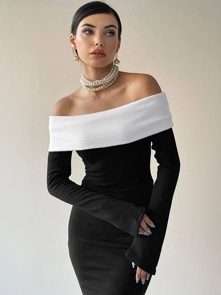 Женское длинное платье с длинным рукавом Absobe элегантное облегающее макси