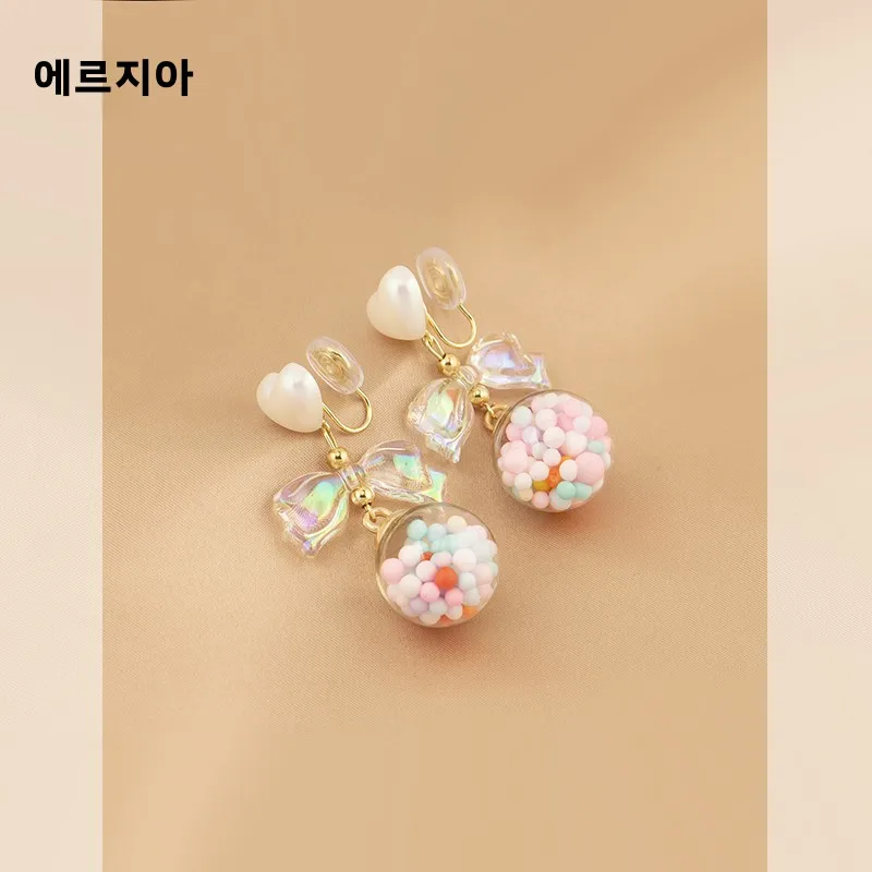 Милые серьги-гвоздики с бантом Sweet Love женские цветные стеклянные шарики макарон