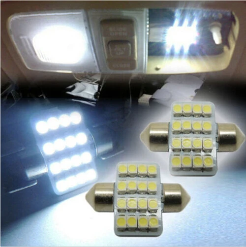 

2 шт., Автомобильные светодиодные лампы 16 SMD 3528, 31 мм, 12 в пост. Тока