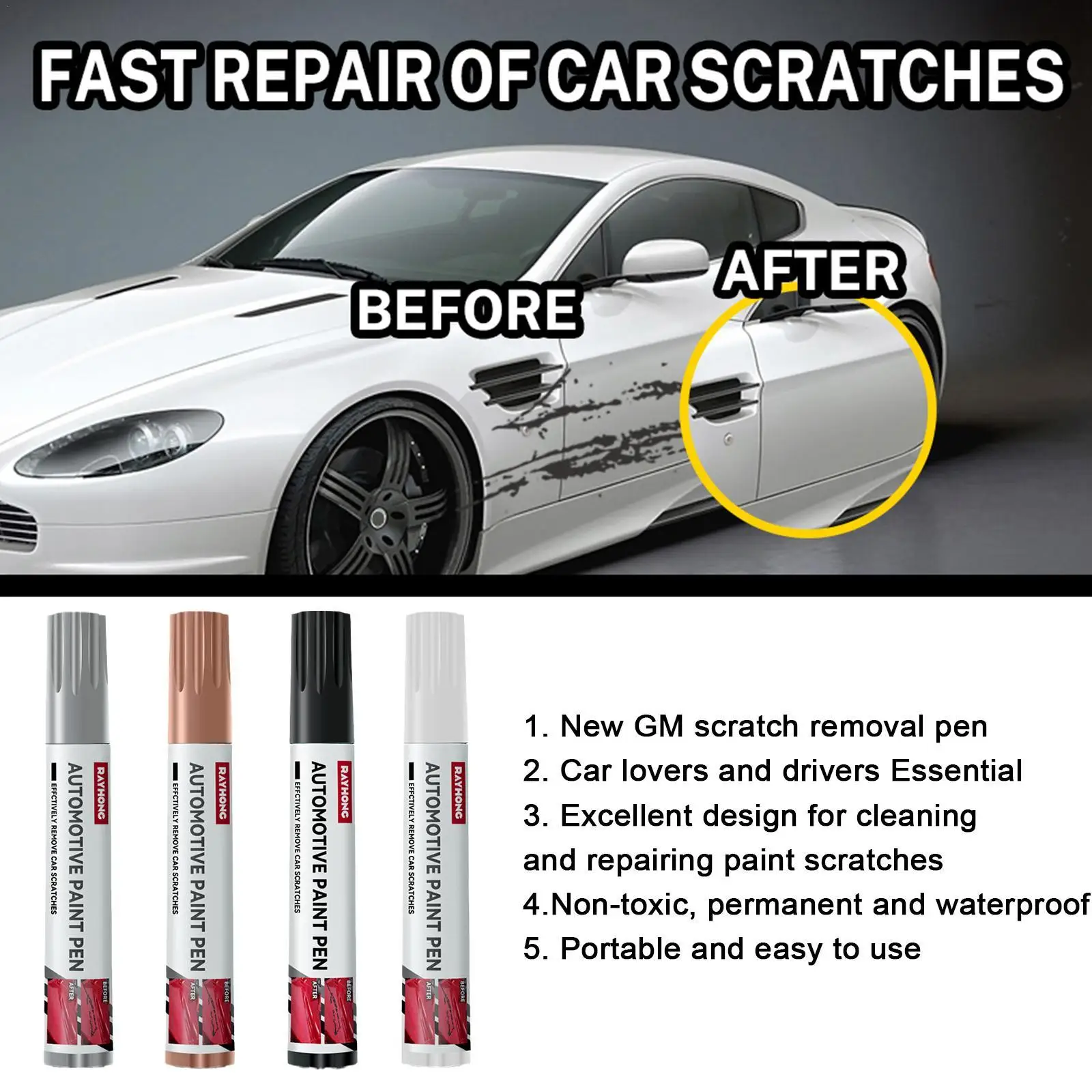 

4 Colors Car Accessories UniversalCar Scratch Repair Pen Auto Care Special Scratch Remover Paint Pen Mending Coat Painting Pen
