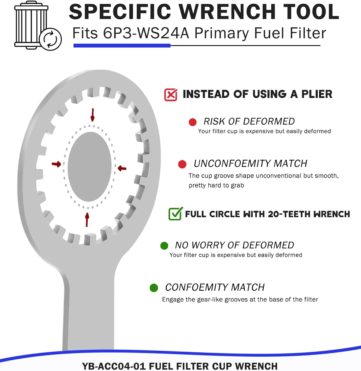 Гаечный ключ TM для топливного фильтра Yamaha 4-stroke 150HP-350 HP F150 to F350 модели 2.6L &amp 3.3L HPDI