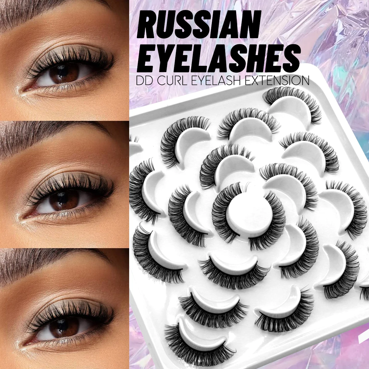 

DD Curl Eye Lashes 5/10 Pairs Russian Strip Lashes Faux Eyelash Reusable Fluffy Beauty 3D Mink Eyelash False Eyelashes Extension