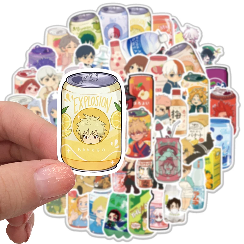 Наклейки с рисунками персонажей мультфильмов Chibi напитков аниме граффити