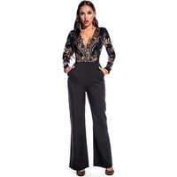 long sleeve jumpsuit women elegance 2022 high quality sequined patchwork jump suits ladies clothes for spring and summer autumn