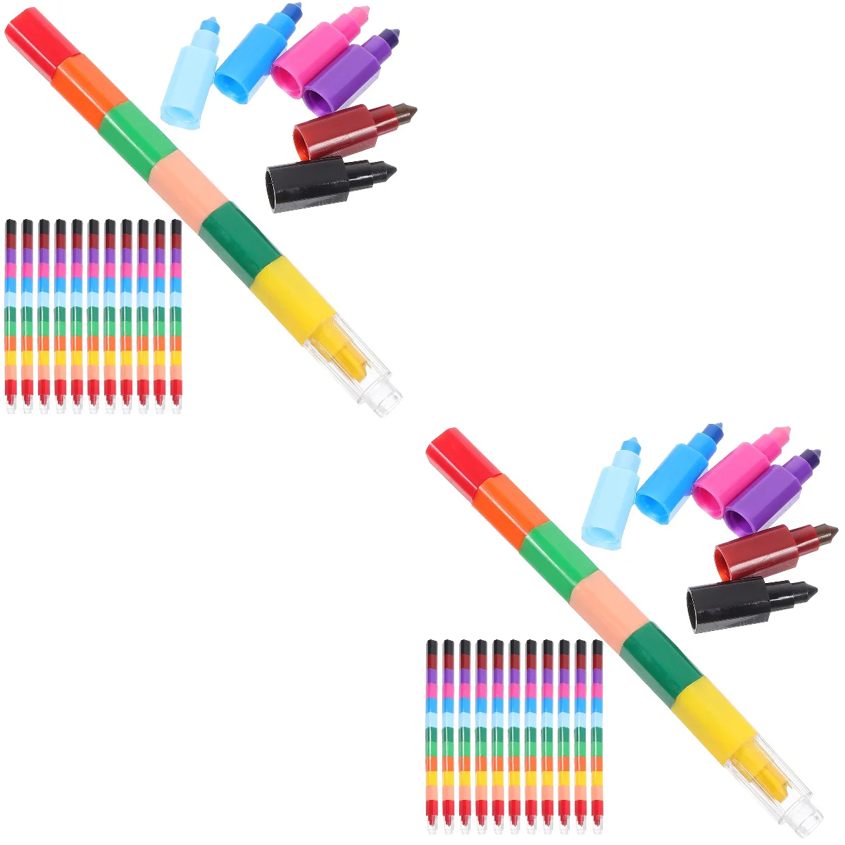 

48 pcs 12 Different Color Creative Building Block Coloring Crayons Crayon Crayon Student Stationery for Painting Use