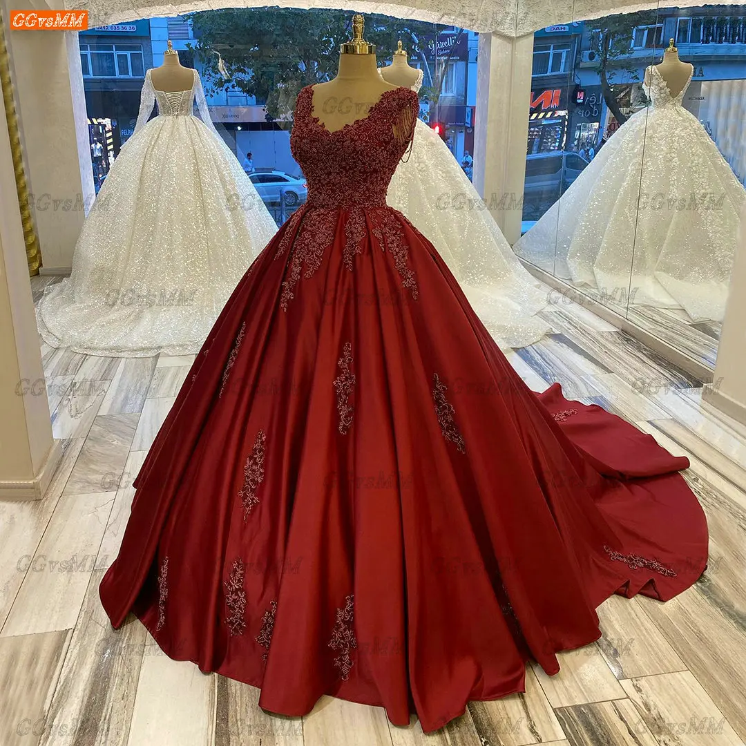 

Роскошное красное вечернее платье, украшенное бусинами, 2022, Robe De Soirée De Mariage, Атласное Бальное Платье, Вечернее Платье для женщин, Vestidos De Fiesta