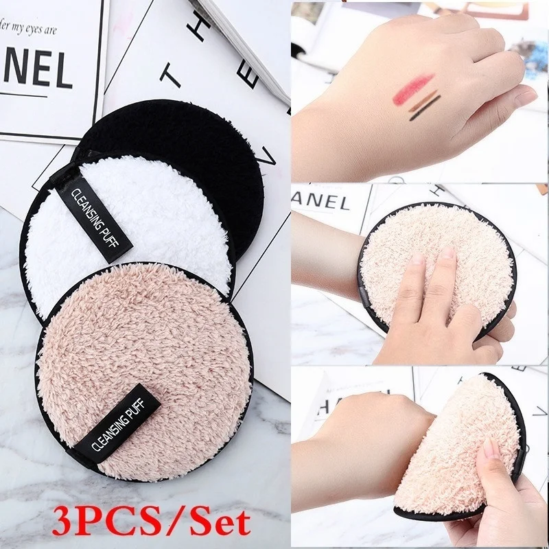 

3Pcs Makeup Remover Soft Microfiber Cleanser Reusable Natural Inert Use Makeup Remover Cotton