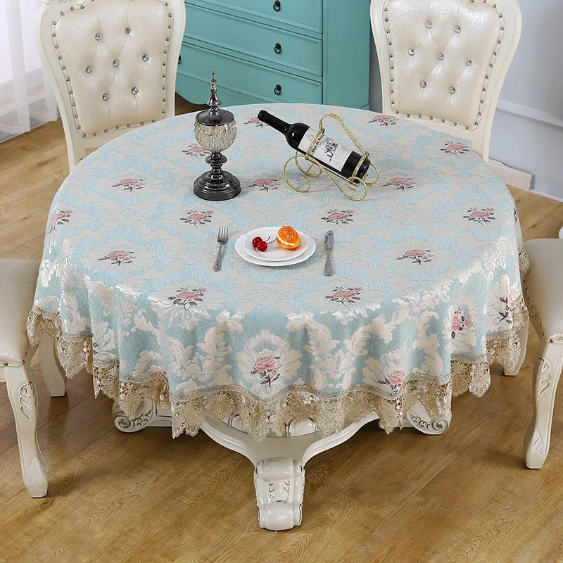 

2020 New Round Table Tablecloth Embroidery Lace Waterproof and Oil-proof European Style Embroidered Coffee Table Tablecloth