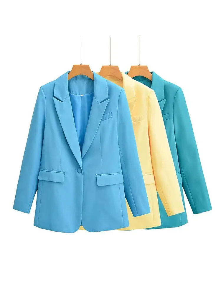 

2022 autumn and winter new women's 3-color fashion solid color package button suit long-sleeved tops