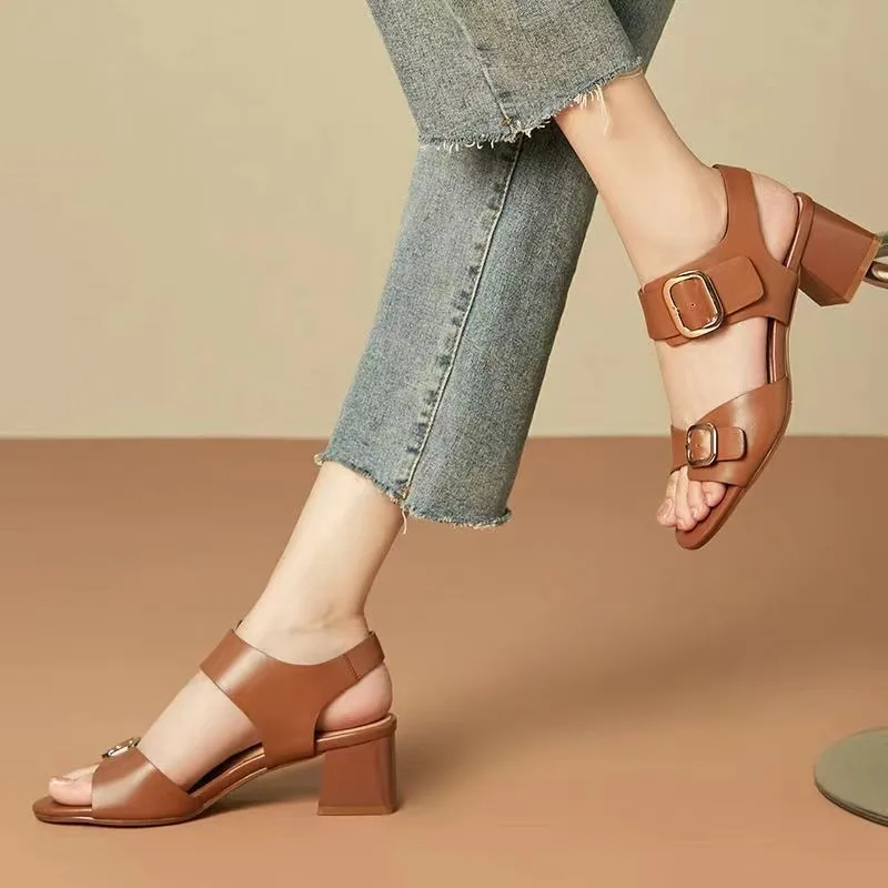 Сандалии женские на толстом каблуке босоножки нескользящей мягкой подошве